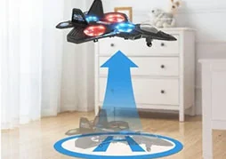 The plane lifting straight up from the floor